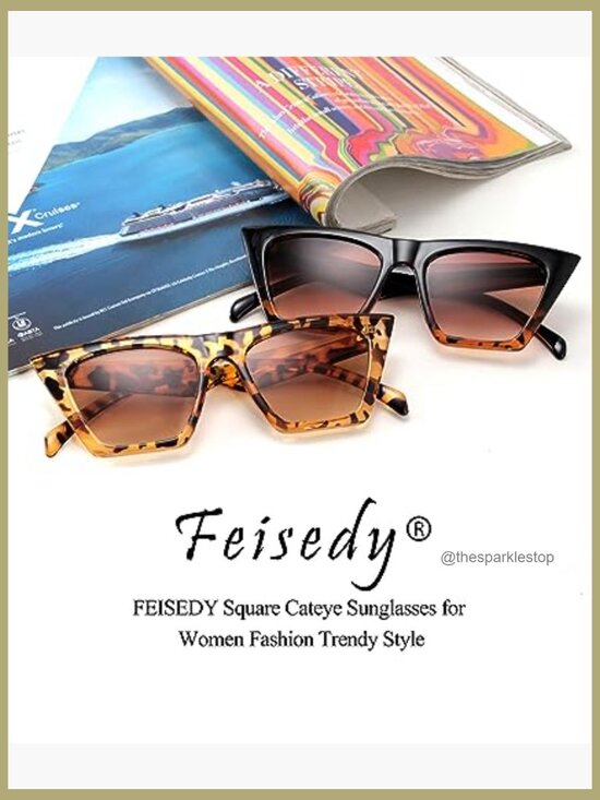 Vintage Square Cat Eye Sunglasses with Acetate Frame UV400 Protection main image 6